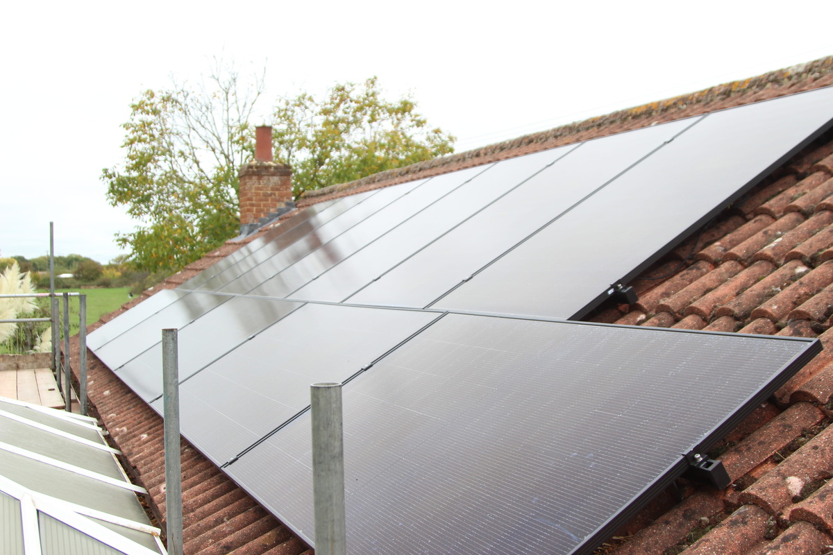 Solar panels on roof after installation